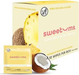 Sweetums Lenços Umedecidos Femininos, Embalados Individualmente - Lenços Íntimos Com Sabor E Ph Balanceado - Pacote Com 10 (Pina Colada)