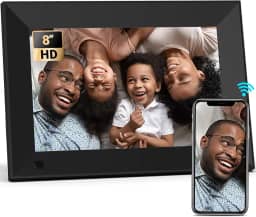 Moldura digital de 10,1 polegadas 32 GB, moldura digital WiFi, moldura eletrônica para tela sensível ao toque HD 1280 x 800, rotação automática, montagem na parede, compartilhe fotos/vídeos