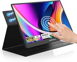 Monitor Portatil Touchscreen 15,6'', FHD 1080P Monitor Portátil Conectado Com USB C Dupla/HDMI, IPS Extensor De Tela para Notebook com VESA e Funda Inteligente magnético, Plug and Play