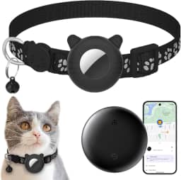 Rastreador de gatos com coleira (apenas Android), rastreador GPS para gatos - Sem taxa mensal | À prova d'água | Rastreamento em tempo real | Vida útil da bateria de 365 dias, localizador inteligente