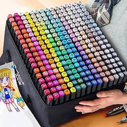 Caneta Marcadora De Ponta Dupla Canetinha Marcador para Colorir Desenho Professional, Pontas Duplas, Codificados por Cores, Segurança Garantida Aquarela Material Escolar e Escritório (120 CORES)