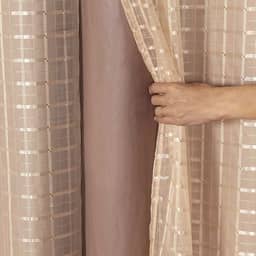 Cortina Blackout PVC c/Tecido Voil Xadrez 2,80 x 1,60 - Sala, Quarto, Escritório, Cozinha... (Avelã)