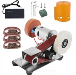 Mini Lixadeira De Cinta, Lixadeira EléTrica De PrecisãO 3 Em 1 Para AfiaçãO De Facas, Marcenaria, Artesanato, Polimento De Metais, RetificaçãO, Pode Fazer Joias, âMbar, Pedra