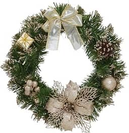 Guirlanda de Natal 30cm Enfeite Natalino Porta Luxo Decoracao Premium (Champagne)