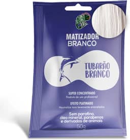 KAMALEÃO COLOR Matizador Branco Tubarão Branco - Neutralizador de Tons Levemente Amarelados - Efeito Platinado - Para Cabelos Loiros e Coloridos - Sachê 50g