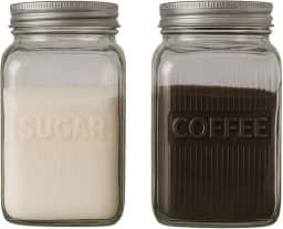 Conjunto de Potes para Café e Açúcar, 1,3L, Vidro com Tampa, 18 cm x 8,5 cm Lehaví