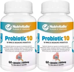 Probiotic 10 800 mg 60 Cápsulas Nutrivitalle Kit 2 Unidades
