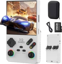 FVBADE 【35000 in 1 V40 PRO Handheld Game Console 3.5 inch IPS Screen Mini Retro Console 3800mAh Portable Pocket Arcade 45+ Mainstream Emulator 256G TF Card Transparent(White)