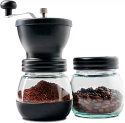 Moedor de Café Manual com Ajuste de Moagem, Recipientes de Vidro Duplos, Manivela Ergonômica, Construção Durável, para Café Expresso e Prensa Francesa