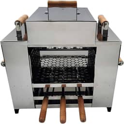 Churrasqueira Ecológica Sem Fumaça Apartamento Grande 3 Andares 2 Grelhas + 3 Espetos Com Tampa a Bafo Bancada Aço Inox