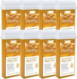 Kit 8 Refil Cera Depilatoria Corporal Profissional Depilação Roll On Depilflax Natural 100g