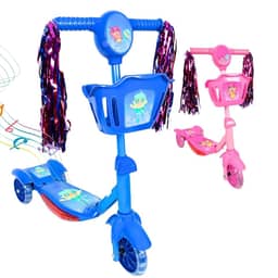 Patinete Infantil 3 Rodas com Luzes Led e Cesta Emite Som Musical Altura Regulável e Freio Traseiro (AZUL)