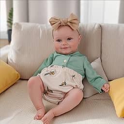 Bebê Reborn Boneca Menina Corpo de Pano 48cm Olhos Azuis