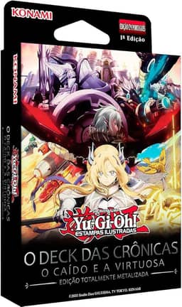 Konami Yu-Gi-Oh! O Deck das Crônicas, O Caído e a Virtuosa, Edição Totalmente Metalizada, 51 Cartas Ultra Raras, com Tapete de Duelo, 1ª Edição em Português