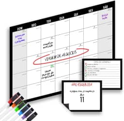 Quadro branco Imã de geladeira planner mensal magnético para geladeira jogo com calendário mensal grande e dois quadros para anotações/coisas a fazer/compras com 6 marcadores magnéticos incluídos.