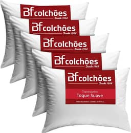 Kit 5 Travesseiro Antialérgico Lavável Macio Fibra 50x70cm Bf Colchoes