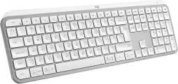 Teclado sem fio Logitech MX Keys S com Clique Silencioso, Teclas Programáveis, Iluminação Inteligente, Conexão Bluetooth ou Receptor USB Logi Bolt e Bateria Recarregável - Cinza Claro