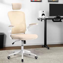 Cadeira de escritório ergonômica com estofado de mesh (Amarelo)