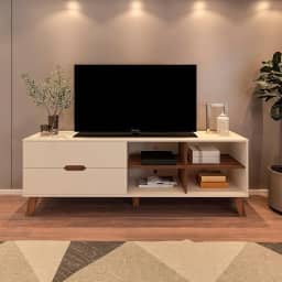 Rack para Tv ate 75" com 2 gavetas VERONA cor Off White/Pinho - Artely