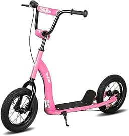 JOYSTAR Patinete para crianças a partir de 5 anos, adolescentes e jovens, scooter infantil leve com guidão ajustável, scooter de 2 rodas para meninos e meninas, rodas infláveis de 30 cm, freios a