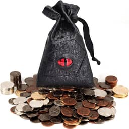 Conjunto de 60 moedas de metal DND com bolsa de couro – fichas de jogos, tesouro pirata, acessórios e adereços para jogos de tabuleiro, Dungeons and Dragons, RPGs de mesa e LARP