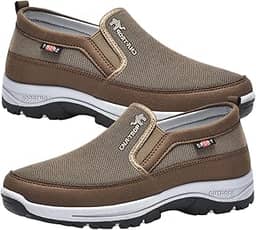 Tênis ortopédico masculino – sem usar as mãos livres, caminhada ortopédico vintage para lazer para amortecimento extra e alívio dos pés Maijia