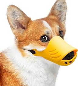 Focinheira de cachorro, capa de boca de silicone de pato macio com alça ajustável para cães pequenos e médios, melhor para evitar latidos, mordidas e mastigar