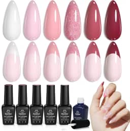 beetles Gel Polish Conjunto De Esmalte Em Rosa Beetles, Unhas Francesinhas Brancas, 6 Peças Glitter Rosa, Coleção City Of Love, 5 Cores E 1 Delineador, Lâmpada Uv, Design Artístico Para Unhas, Prese