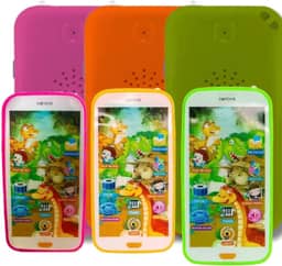 Celular Infantil Interativo Touch 3D Música luz Com Cordão (Rosa)