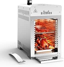 BIG HORN OUTDOORS Churrasqueira a gás propano infravermelho portátil, aço inoxidável de 1500 graus, cozimento rápido, bife para carne, frutos do mar, vegetais