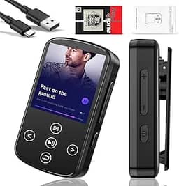 MP3 Player Bluetooth Digital HiFi com Bluetooth 5.0, LCD Retroiluminado, Clipe Esportivo Para Costas MP3 Portátil, Compatível com Fones de Ouvido Sem Fio