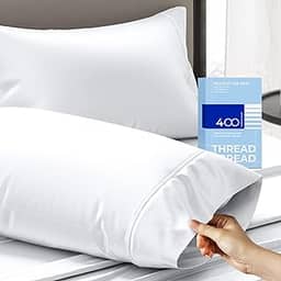 Fronhas 100% algodão THREAD SPREAD, conjuntos de fronhas tamanho padrão/queen de 2 a 400 fios, fronhas de algodão branco ultra macias para dormir, conjuntos de 2 fronhas de travesseiro