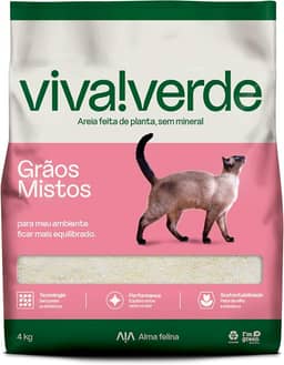 Viva Verde Areia Higiênica Biodegradável Para Gatos Grãos Mistos 4Kg