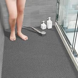 Tapete Antiderrapante Para Banheiro, Chuveiro, Box, Piscina, Áreas Molhadas (Onda Cinza, 0,70 X 1,20)