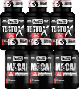 Kit 3x Maca Peruana 120 Cápsulas 2000mg Pura Premium Lepidium Meyenii Homens Mulheres Energia Resistência + 3x Vitaminas e Minerais X Black 60 Cáps Fonte de Calcio Rico em Zinco Niacina Magnesio