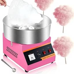 110 V1000 W Máquina elétrica de algodão rosa comercial de 15 polegadas, tigela grande de aço inoxidável, interruptor duplo, fácil de operar, produção rápida de doces, 3-4 peças por minuto