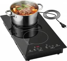 Cooktop de indução 2 Bocas portátil, 220V, 4000 W, Temporizador, trava para crianças,controlo tátil,Segurança Avançada,interruptor independente,Embutida ou de bancada,Vidro Temperado