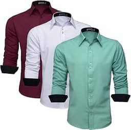 Kit com 3 Camisas Sociais de Manga Comprida Slim