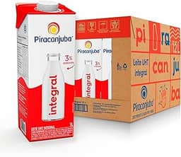 Pack de Leite Integral Piracanjuba Pack com 12 unidades 1L