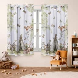 Cortina Infantil 2,00x1,50 Decoração Divertida para Quarto de Criança (Cabaninha)