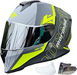 Capacete de Moto Masculino Feminino Mormaii Neon Fosco Fechado Original Viseira Transparente + Espelhada