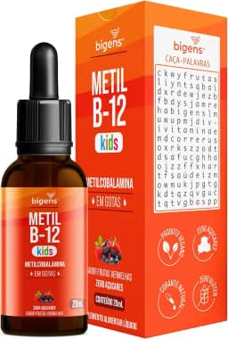Metil B-12 Kids, Metilcobalamina em Gotas, Sabor Frutas Vermelhas, Zero Açúcares, Unidade 20ml, Bigens (Unidade)