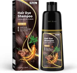 IIIMEIDU Shampoo de tintura de 3 em 1 shampoo instantâneo para de ingredientes herbais para mulheres e para mim capa de xampu 3 em 1-100% de cobertura cinza 150ml (Marrom escuro)
