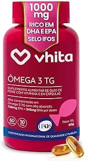 Ômega 3 1000mg Rico em EPA DHA com Selo IFOS e Vitamina E - 60 cápsulas Vhita