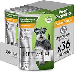 Pack Ração Úmida Optimum Sachê para Cães Adultos Raças Pequenas e Minis Frango 100 g - 36 unidadaes