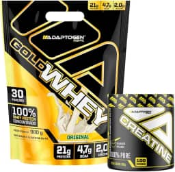 Kit Gold Whey Sabor Original 900g + Creatina Platinum 300g - Adaptogen Science