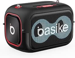 Caixa de Som Bluetooth Basike, Caixinha de Som Potente, IPX5, 6 Horas de Bateria, Rádio FM, Entrada AUX/USB/TF, Carregamento Tipo-C, (Preto)