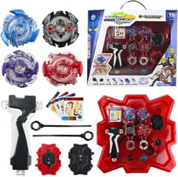 Genérico Kit Arena (34cm) Com 2 Piões de Metal 2 Lançadores 2 Cremalheiras Com Beyblade Brinquedo, Jogo de Pião para 3+ Anos