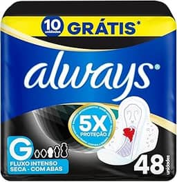 Absorvente Noturno Always Noites Tranquilas Cobertura Seca com Abas Leve 48 Pague 40, Always