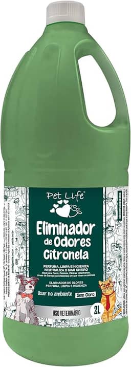 Eliminador de Odores Citronela Pet Life Cães e Gatos 2 Litros